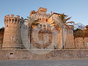 Estoril castle in Portugal surrounded by palm trees