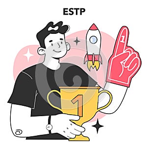 ESTP MBTI type. Character with the extraverted, observant, thinking