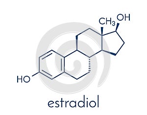 Estradiol estrogen female sex hormone molecule. Skeletal formula.