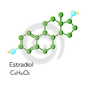 Estradiol hormone structural chemical formula isolated on white background.