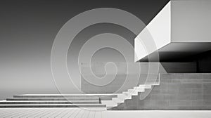 Estranged Minimalistic Architecture: Abstract Concrete Stairs In White Building photo