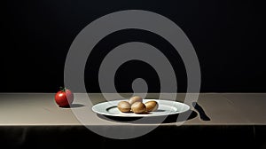 Estranged Minimalistic Food Photography: White Dinner Plate With Tomatoes