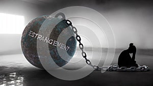 Estrangement - a metaphorical view of a woman struggle with estrangement. Trapped alone and chained to a burden of Estra