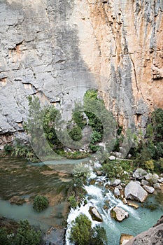 Estrecho de chillapÃ¡jaros, canyon with blue river in Montanejos photo