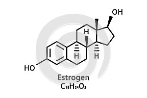 Estrogen molecular structure. Oestrogen skeletal chemical formula. Chemical molecular formula vector illustration photo