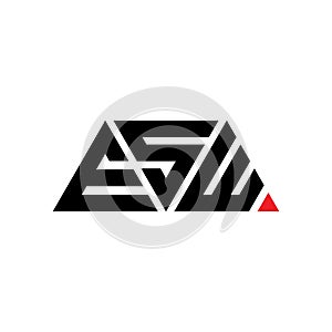 ESW triangle letter logo design with triangle shape. ESW triangle logo design monogram. ESW triangle vector logo template with red