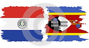 eSwatini and Paraguay grunge flags connection vector