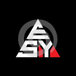 ESY triangle letter logo design with triangle shape. ESY triangle logo design monogram. ESY triangle vector logo template with red