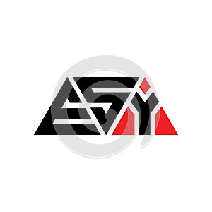 ESY triangle letter logo design with triangle shape. ESY triangle logo design monogram. ESY triangle vector logo template with red