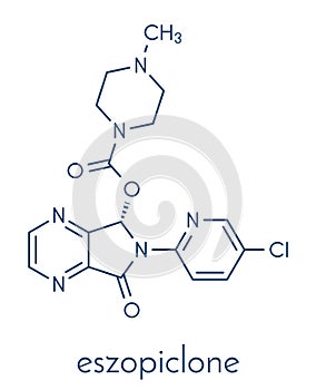 Eszopiclone hypnotic drug molecule sleeping pill. Skeletal formula. photo