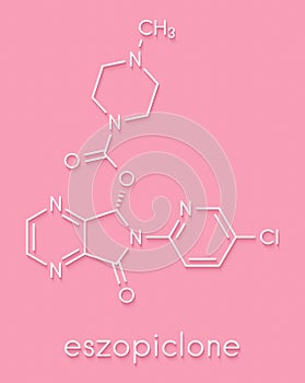 Eszopiclone hypnotic drug molecule sleeping pill. Skeletal formula. photo