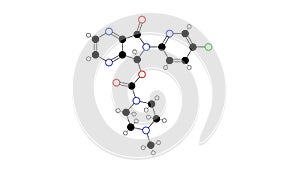 eszopiclone molecule, structural chemical formula, ball-and-stick model, isolated image lunesta