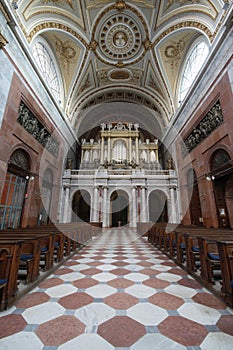Esztergom Basilica interior: nave, chairs & organ photo