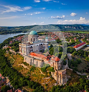 Esztergom, Hungary - Aerial view of the Primatial Basilica of the Blessed Virgin Mary Assumed Into Heaven Basilica of Esztergom photo