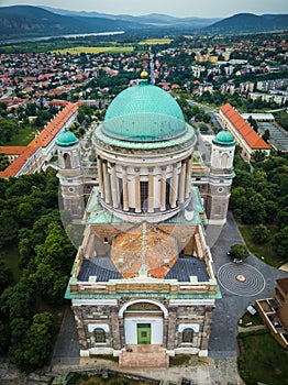 Esztergom, Hungary - Aerial view of the Primatial Basilica of the Blessed Virgin Mary photo