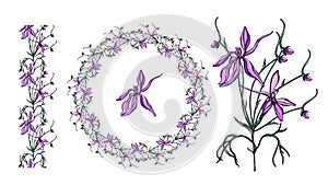 Et with delicate purple wildflowers. flower set