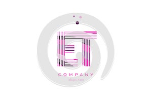 et e t alphabet letter logo pink purple line icon template vector