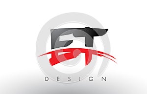 ET E T Brush Logo Letters with Red and Black Swoosh Brush Front