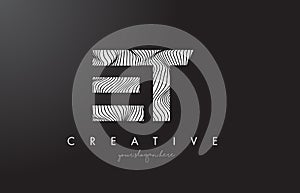 ET E T Letter Logo with Zebra Lines Texture Design Vector.