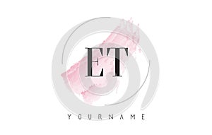ET E T Watercolor Letter Logo Design with Circular Brush Pattern