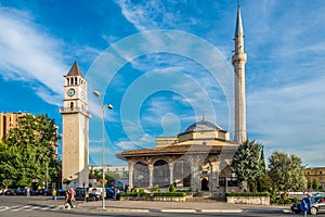 Et'hem Bey Mosque and Tirana Clock Tower.