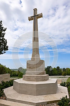 Etaples Military Cemetery - cross statue