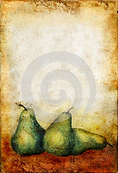 Etches Pears on a Grunge Background