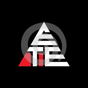 ETE triangle letter logo design with triangle shape. ETE triangle logo design monogram. ETE triangle vector logo template with red photo