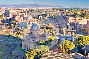Eternal city of Rome historic landmarks panoramic view
