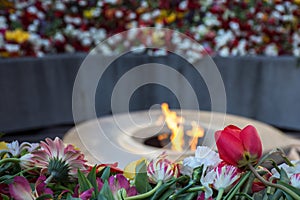 Eternal Fire of the Armenian Genocide Memorial site in Yerevan, Armenia