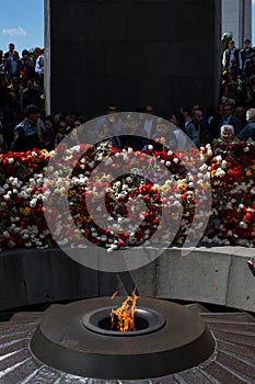 Eternal Fire of the Armenian Genocide Memorial site in Yerevan, Armenia