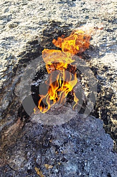 Eternal Flame Dancing On Rock Surface In Cirali, Turkey, Mount Chimaera