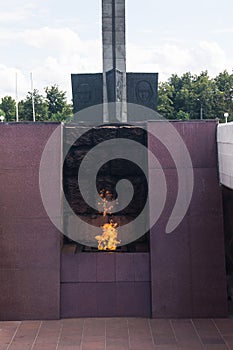 The Eternal Flame. War memorial on the confluence of Volga and Tmaka. City of Tver, Russia.