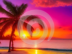 Eternal Horizons: Expertly Crafted Tropical Sunset Scene