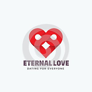 Eternal Love Abstract Vector Sign, Emblem or Logo Template. Infinity Symbol and Heart Icon Mixture. Creative Concept