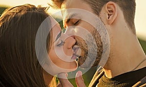 Eternal love. romantic date. sensual kiss of two lovers. people in relationship relax together. enjoying the company of