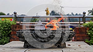 Eternal Peace Flame in Lumbini, Nepal.