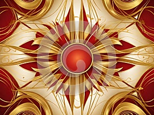 Eternal Radiance: Gold and Red Abstract Bliss