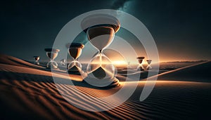 Eternal Sands: Hourglasses in Desert Twilight