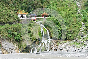 Eternal Spring Shirine(Changchunci) in Taroko National Park. a famous landscape in Hualien, Taiwan.