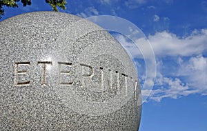 Eternity engraved around granite ball