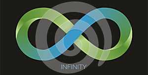 Eternity, infinity symbol in blue and green. Vector illustration.