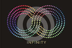 Eternity, infinity symbol with colorful dotted line. Vector illustration.