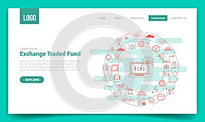 etf exchange traded fund concept with circle icon for website template or landing page homepage