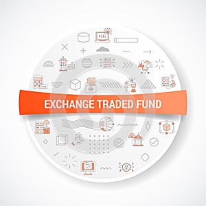 etf exchange traded fund concept with icon concept with round or circle shape for badge