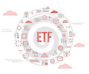 etf exchange traded fund concept with icon set template banner and circle round shape