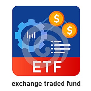 ETF exchange traded fund icon investor invest in mutual fund money financial related to indices index stocks market