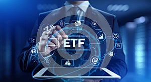 ETF Exchange traded fund stock market trading investment financial concept photo