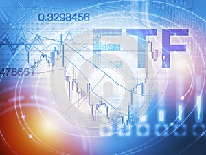 ETF - Exchange Traded Fund. Trade Market ICO IPO Financial Technology