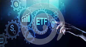 ETF Exchange traded fund Trading Investment Business finance concept on virtual screen. photo